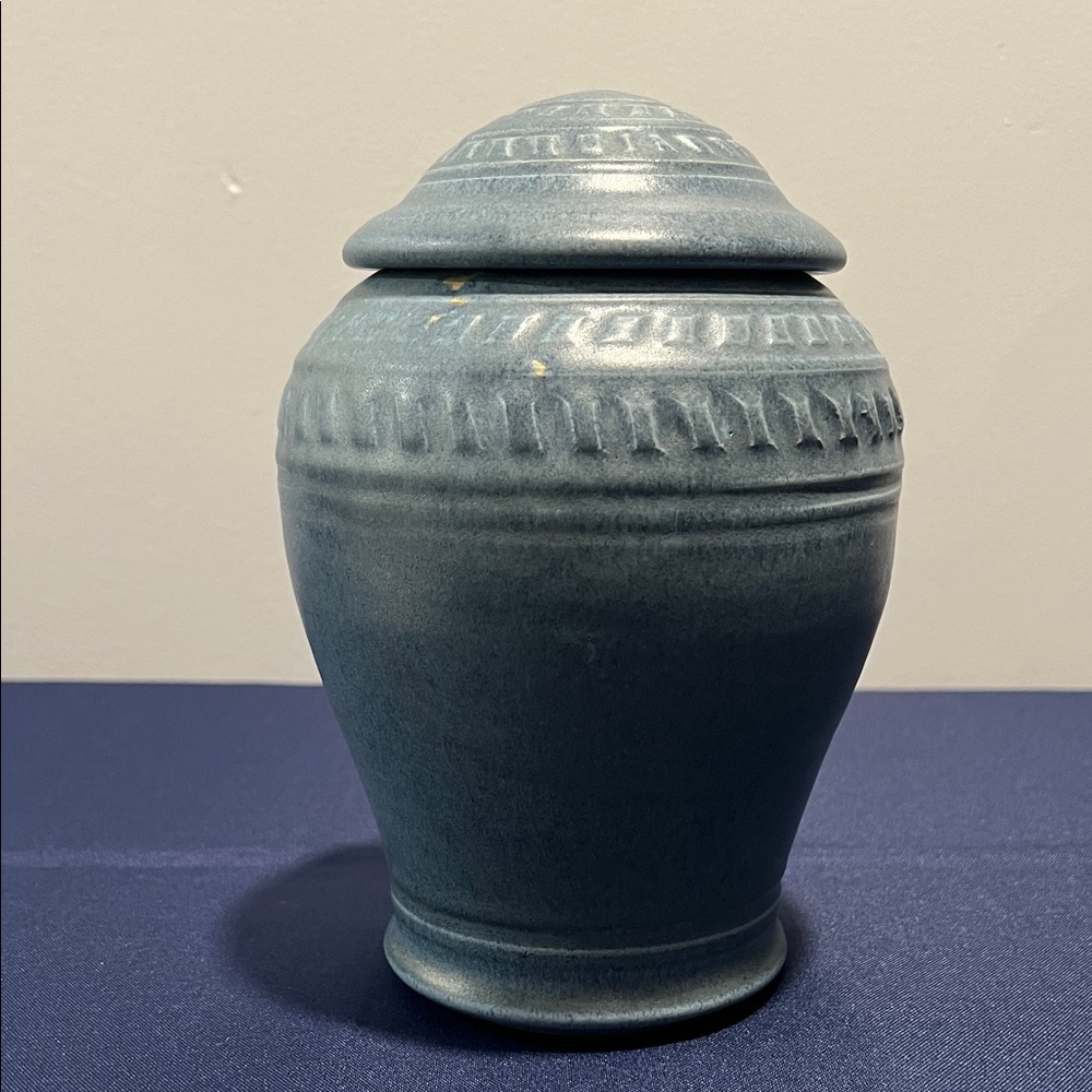 Vintage Signed Horton B-5 Elegant Blue Ceramic Vase
